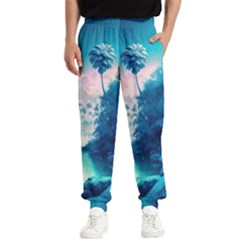 Tropical Winter Frozen Snow Paradise Palm Trees Men s Elastic Waist Pants