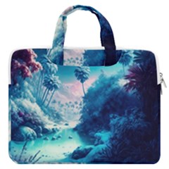 Tropical Winter Frozen Snow Paradise Palm Trees Macbook Pro 16  Double Pocket Laptop Bag 