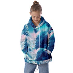 Tropical Winter Frozen Snow Paradise Palm Trees Kids  Oversized Hoodie