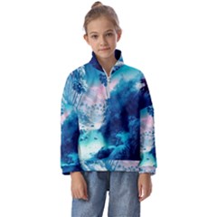 Tropical Winter Frozen Snow Paradise Palm Trees Kids  Half Zip Hoodie