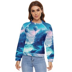 Tropical Winter Frozen Snow Paradise Palm Trees Women s Long Sleeve Raglan Tee