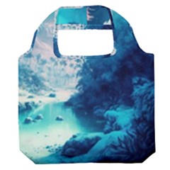 Tropical Winter Frozen Snow Paradise Palm Trees Premium Foldable Grocery Recycle Bag