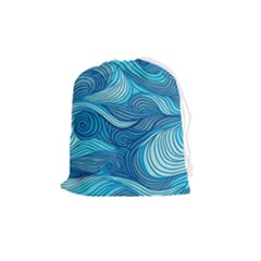 Ocean Waves Sea Abstract Pattern Water Blue Drawstring Pouch (medium) by Pakemis