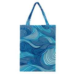 Ocean Waves Sea Abstract Pattern Water Blue Classic Tote Bag by Pakemis