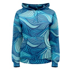 Ocean Waves Sea Abstract Pattern Water Blue Women s Pullover Hoodie