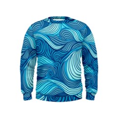 Ocean Waves Sea Abstract Pattern Water Blue Kids  Sweatshirt