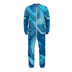 Ocean Waves Sea Abstract Pattern Water Blue Onepiece Jumpsuit (kids)