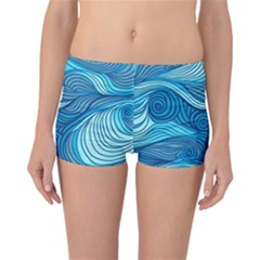 Ocean Waves Sea Abstract Pattern Water Blue Reversible Boyleg Bikini Bottoms by Pakemis