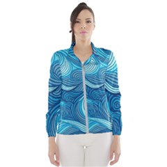 Ocean Waves Sea Abstract Pattern Water Blue Women s Windbreaker