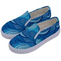 Ocean Waves Sea Abstract Pattern Water Blue Kids  Canvas Slip Ons View2