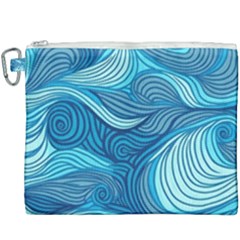 Ocean Waves Sea Abstract Pattern Water Blue Canvas Cosmetic Bag (xxxl) by Pakemis