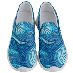 Ocean Waves Sea Abstract Pattern Water Blue Men s Lightweight Slip Ons by Pakemis