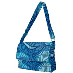 Ocean Waves Sea Abstract Pattern Water Blue Full Print Messenger Bag (s) by Pakemis