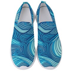 Ocean Waves Sea Abstract Pattern Water Blue Men s Slip On Sneakers by Pakemis