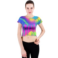 Liquid Art Pattern - Fluid Art - Marble Art - Liquid Background Crew Neck Crop Top by GardenOfOphir