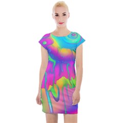 Liquid Art Pattern - Fluid Art - Marble Art - Liquid Background Cap Sleeve Bodycon Dress by GardenOfOphir