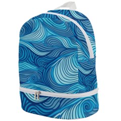 Ocean Waves Sea Abstract Pattern Water Blue Zip Bottom Backpack by Pakemis