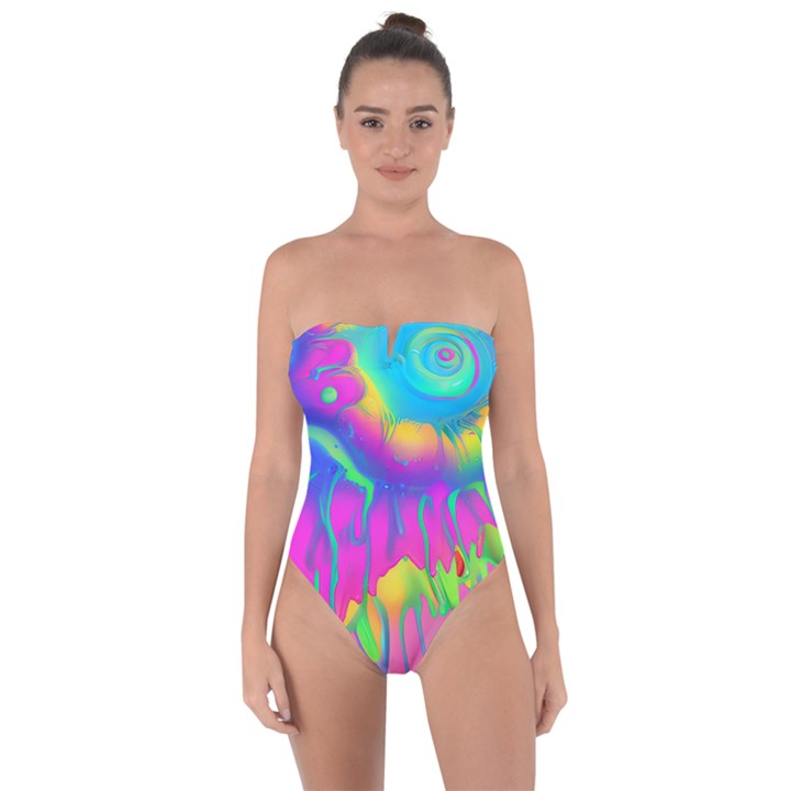 Liquid Art Pattern - Fluid Art - Marble Art - Liquid Background Tie Back One Piece Swimsuit