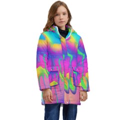 Liquid Art Pattern - Fluid Art - Marble Art - Liquid Background Kid s Hooded Longline Puffer Jacket by GardenOfOphir