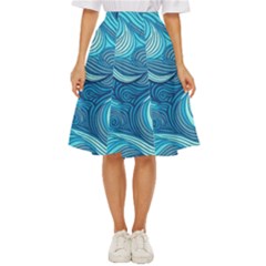 Ocean Waves Sea Abstract Pattern Water Blue Classic Short Skirt by Pakemis