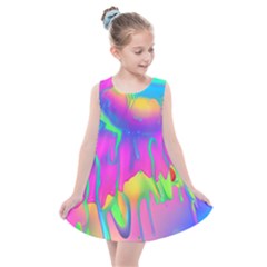 Liquid Art Pattern - Fluid Art - Marble Art - Liquid Background Kids  Summer Dress by GardenOfOphir