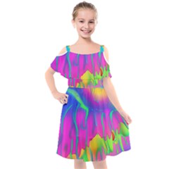 Liquid Art Pattern - Fluid Art - Marble Art - Liquid Background Kids  Cut Out Shoulders Chiffon Dress by GardenOfOphir