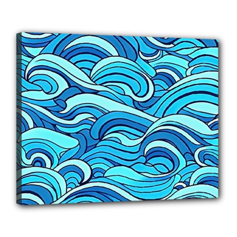 Pattern Ocean Waves Blue Nature Sea Abstract Canvas 20  X 16  (stretched)