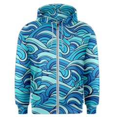 Pattern Ocean Waves Blue Nature Sea Abstract Men s Zipper Hoodie