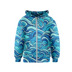 Pattern Ocean Waves Blue Nature Sea Abstract Kids  Zipper Hoodie