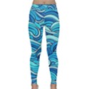 Pattern Ocean Waves Blue Nature Sea Abstract Classic Yoga Leggings View1