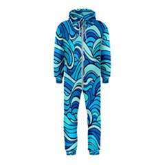 Pattern Ocean Waves Blue Nature Sea Abstract Hooded Jumpsuit (kids)