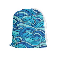 Pattern Ocean Waves Blue Nature Sea Abstract Drawstring Pouch (xl) by Pakemis