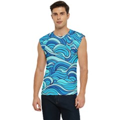 Pattern Ocean Waves Blue Nature Sea Abstract Men s Raglan Cap Sleeve Tee by Pakemis