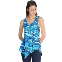 Pattern Ocean Waves Blue Nature Sea Abstract Sleeveless Tunic by Pakemis