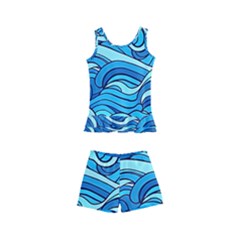 Pattern Ocean Waves Blue Nature Sea Abstract Kids  Boyleg Swimsuit by Pakemis