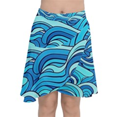 Pattern Ocean Waves Blue Nature Sea Abstract Chiffon Wrap Front Skirt by Pakemis