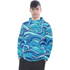 Pattern Ocean Waves Blue Nature Sea Abstract Men s Pullover Hoodie