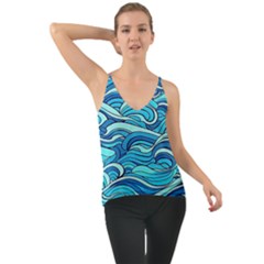 Pattern Ocean Waves Blue Nature Sea Abstract Chiffon Cami by Pakemis