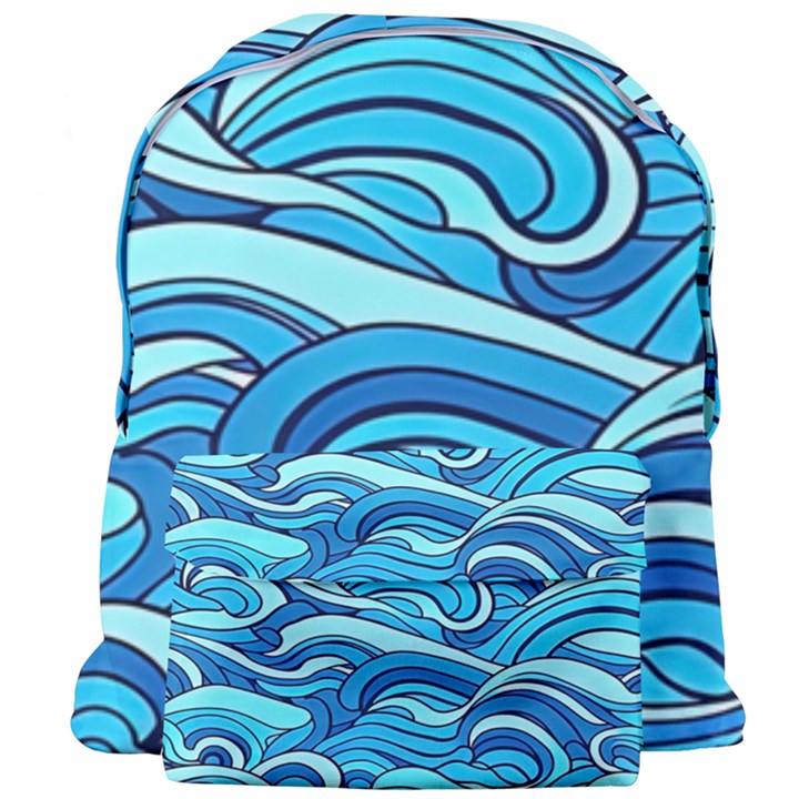 Pattern Ocean Waves Blue Nature Sea Abstract Giant Full Print Backpack