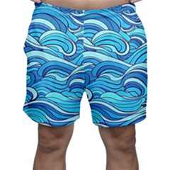 Pattern Ocean Waves Blue Nature Sea Abstract Men s Shorts by Pakemis