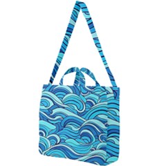 Pattern Ocean Waves Blue Nature Sea Abstract Square Shoulder Tote Bag by Pakemis