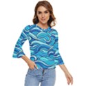 Pattern Ocean Waves Blue Nature Sea Abstract Bell Sleeve Top View1