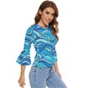 Pattern Ocean Waves Blue Nature Sea Abstract Bell Sleeve Top View3