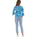 Pattern Ocean Waves Blue Nature Sea Abstract Bell Sleeve Top View4