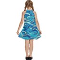 Pattern Ocean Waves Blue Nature Sea Abstract Kids  Halter Collar Waist Tie Chiffon Dress View4