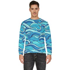 Pattern Ocean Waves Blue Nature Sea Abstract Men s Fleece Sweatshirt by Pakemis