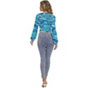 Pattern Ocean Waves Blue Nature Sea Abstract Long Sleeve Deep-V Velour Top View4