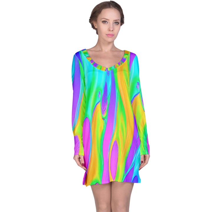 Fluid Background - Fluid Artist - Liquid - Fluid - Trendy Long Sleeve Nightdress