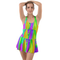 Fluid Background - Fluid Artist - Liquid - Fluid - Trendy Ruffle Top Dress Swimsuit by GardenOfOphir