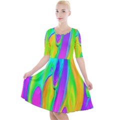 Fluid Background - Fluid Artist - Liquid - Fluid - Trendy Quarter Sleeve A-line Dress by GardenOfOphir